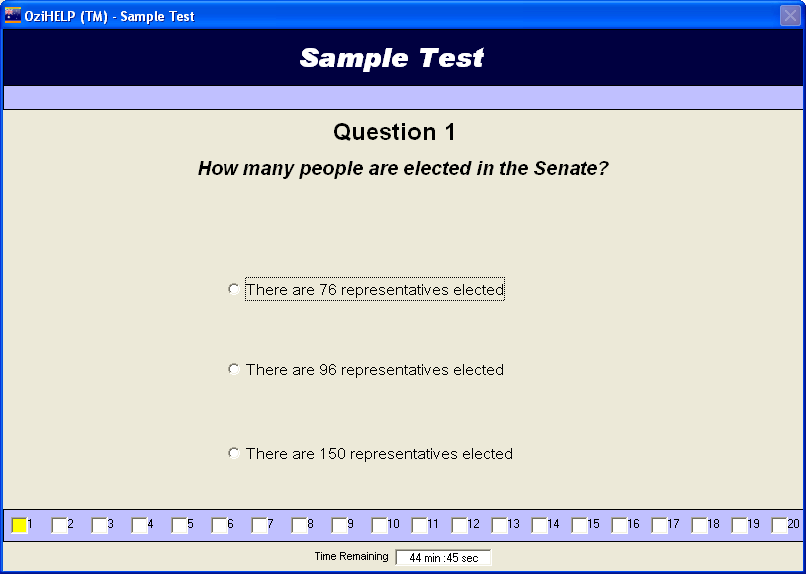 ozihelp software features - simulation the actual or official Australian citizenship test
